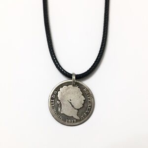 925 Sterling Silver 1817 Rare Coin Necklace